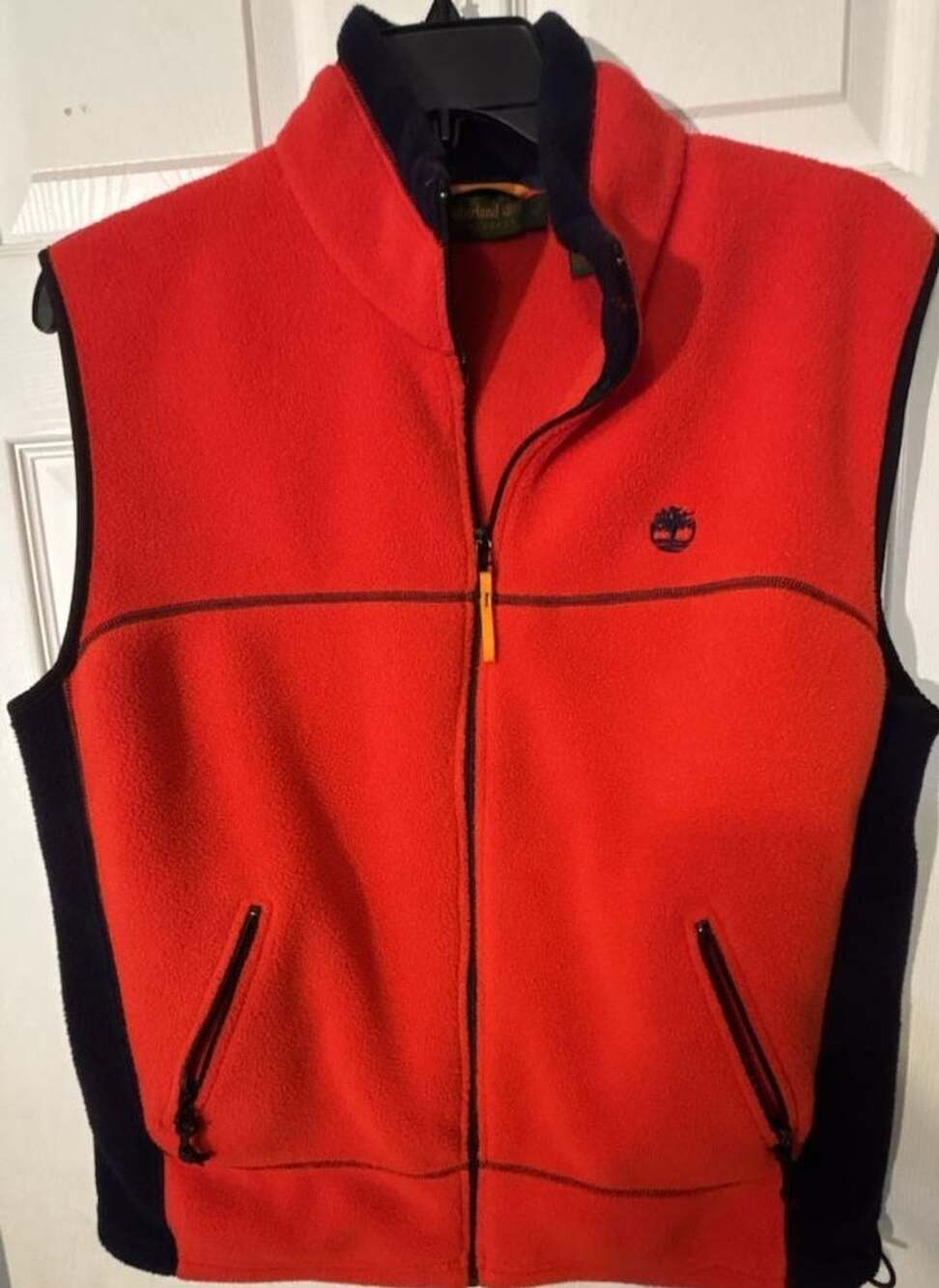 Vintage Timberland Weathergear Red and Black Fleece Full Zip Vest Men's Size L
